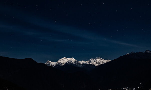 Kanchenjunga in moonlight