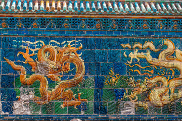 The nine Dragon Wall of Pingyao in China