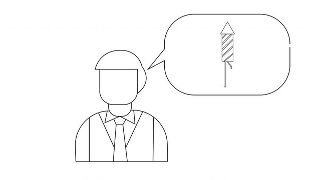 animated sketch of a man and firecrackers