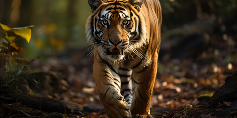 Roaming Majest.Tiger in the Forest.AI Generative 