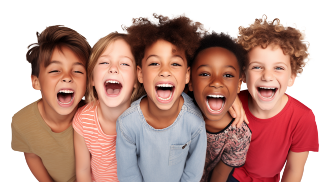 Happy Kids Having Fun Isolated on Transparent Background
