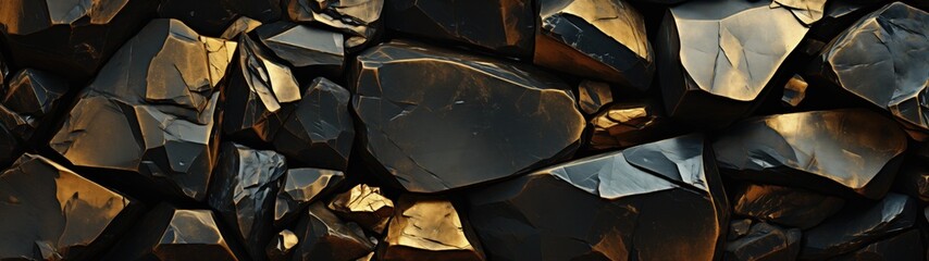 Pyrite rock background. Its brassy appearance and metallic sheen, while not true gold, have fooled prospectors throughout history, emphasizing its deceptive allure. - obrazy, fototapety, plakaty