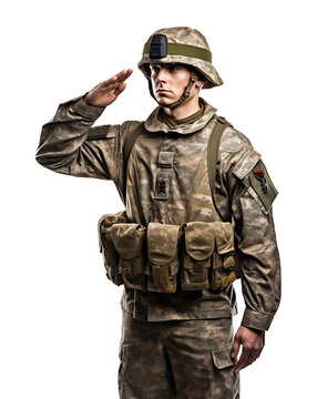 Soldier Salute Isolated on Transparent Background
