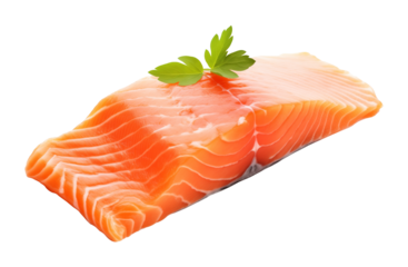 Fresh Salmon Slice Isolated on Transparent Background
