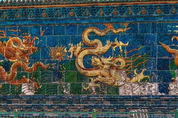The nine Dragon Wall of Pingyao in China