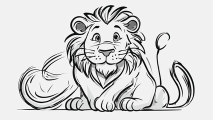 Lion cartoon character vector image. Illustration of cute lion design graphic on the white background