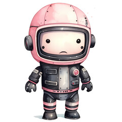Naklejka premium Cute Man Astronaut Suit Watercolor Clipart Illustration