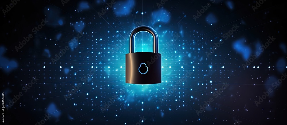 Fototapete Dark version of an illustration template for a European GDPR concept flyer with stars and a digital lock Copy space image Place for adding text or design