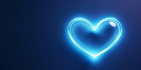 Neon heart on blue background