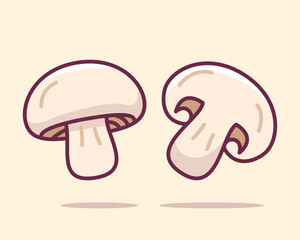 Mushroom Flat Illustration, Vegetable healthy food vector illustration