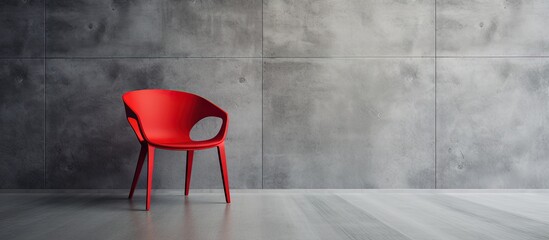 Contemporary red seat and solid wall Copy space image Place for adding text or design - obrazy, fototapety, plakaty