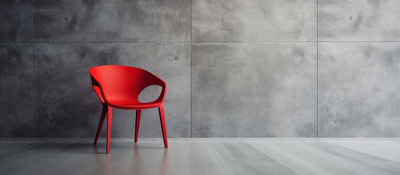 Contemporary red seat and solid wall Copy space image Place for adding text or design