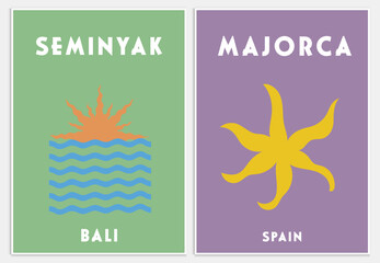 Retro Travel Poster Colorful Wall Home Art, Mykonos Print,