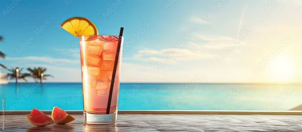 Aufkleber Delicious poolside drink Copy space image Place for adding text or design