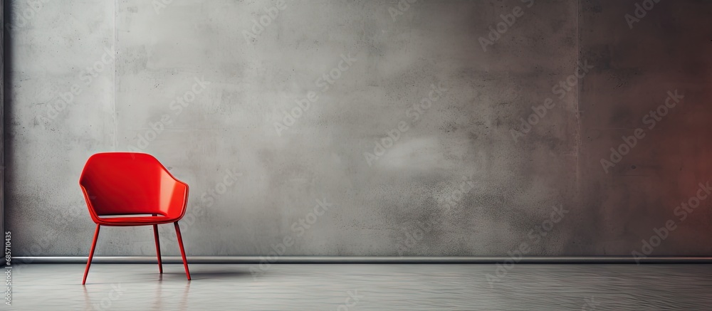 Poster Contemporary red seat and solid wall Copy space image Place for adding text or design
