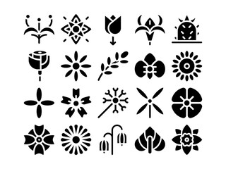 Flower Icon Glyph Style. Floral Icons Collection, Perfect for Websites, Landing Pages, Mobile Apps, and Presentations. Suitable for UI UX.