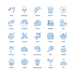 food icons set, vector stock illustration, drink, food and drink, fast food, icons set,