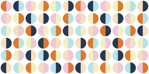 Vector pattern of double semicircles. Circles divided into two parts.