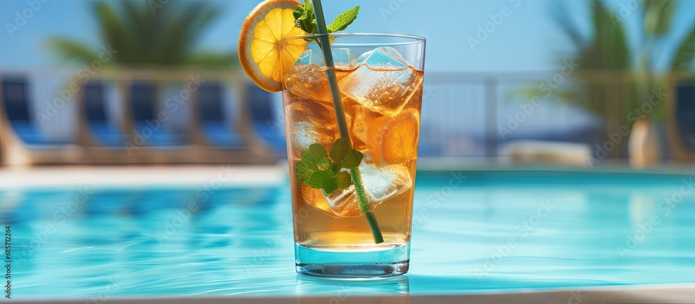 Aufkleber Delicious poolside drink Copy space image Place for adding text or design
