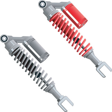motorcycle shock absorber red and gray realistic