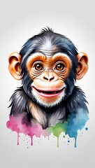 Obraz premium Colorful watercolor Monkey illustration isolated on a white background