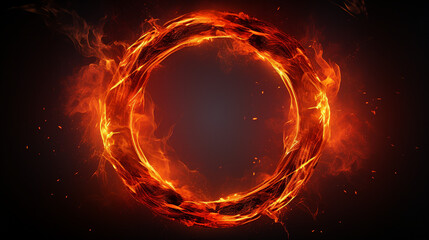 Mesmerizing Realistic Fire Burning Rings - Fiery Circle Background with Intense Heat and Glowing Flames, Perfect for Passionate Designs and Warm Atmospheres.