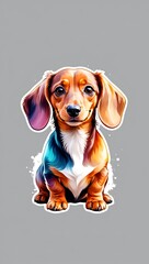 Colorful watercolor cute Dachshund illustration on a white background