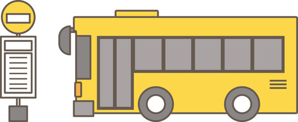 バスのシンプルな黄色いイラスト