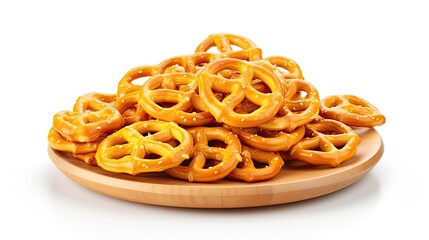Crispy Golden Pretzels on White Background &ndash; Perfect for Snack-related Projects and Designs