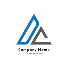 DC letter triangle shape logo design icon