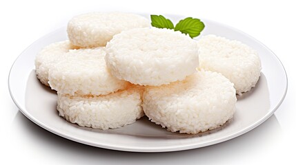 Fototapeta na wymiar Rice cakes on a Plate in White Background