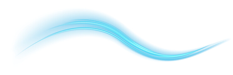 Blue glowing shiny lines effect. Luminous blue lines of speed. Light glowing effect. Light trail wave, fire path trace line and incandescence curve twirl. PNG.