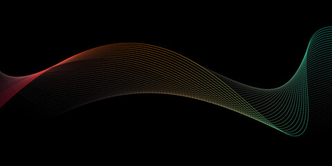 colorful motion sound wave on a dark background. Vector illustration