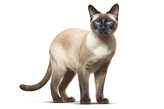 Image of a siamese or wichienmaat cat on clean background. Mammals. Pet. Animals.