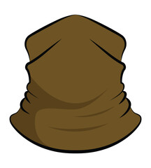 Brown Neck Warmer Template On White Background, Vector File