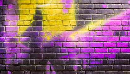 graffiti background on a brick wall black yellow purple pink girl