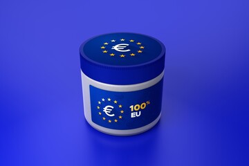 EU Essence, 3D Visualization of Plastic Tumbler with EU-Inspired Motif and 100% EU Inscription - 685719427
