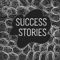 Success Stories Black White Circular Scribble Text 