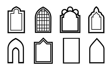 Set of Islamic Shape Illustrations. flat Islamic door and arabic window Shape Illustration.