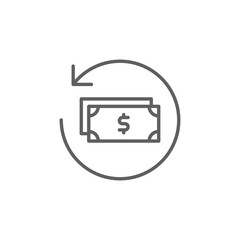 Chargeback icon. Simple outline style. Reimburse, rebate, money refund, purchase, cancel payment, transaction, business concept. Thin line symbol. Vector illustration isolated. Editable stroke.