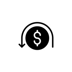 Chargeback icon. Simple solid style. Reimburse, rebate, money refund, purchase, cancel payment, transaction, business concept. Black silhouette, glyph symbol. Vector illustration isolated.