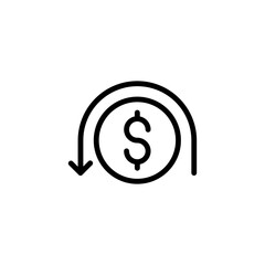Chargeback icon. Simple outline style. Reimburse, rebate, money refund, purchase, cancel payment, transaction, business concept. Thin line symbol. Vector illustration isolated