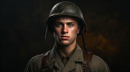 Fototapeta premium Portrait of a soldier from the Second World War