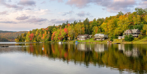 Fall foliage on a Lake in Maine - Long Pond - Route 4 - Rangeley