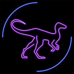 compsognathus neon sign, modern glowing banner design, colorful modern design trend on black background. Vector illustration.