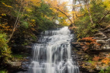 Autumn waterfall at Ricketts Glen State Park - Pennsylvania - Ganoga Falls