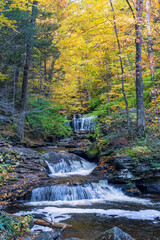 Autumn waterfall at Ricketts Glen State Park - Pennsylvania - Onondaga Falls