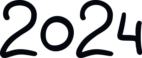 Obraz premium Vector 2024 year handwriting font. White background. Isolated typography thin text for design