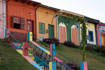 Fototapeta na wymiar Set of beautiful and colorful historic houses