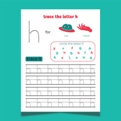  vector alphabet tracing worksheet with letter and vocabulary